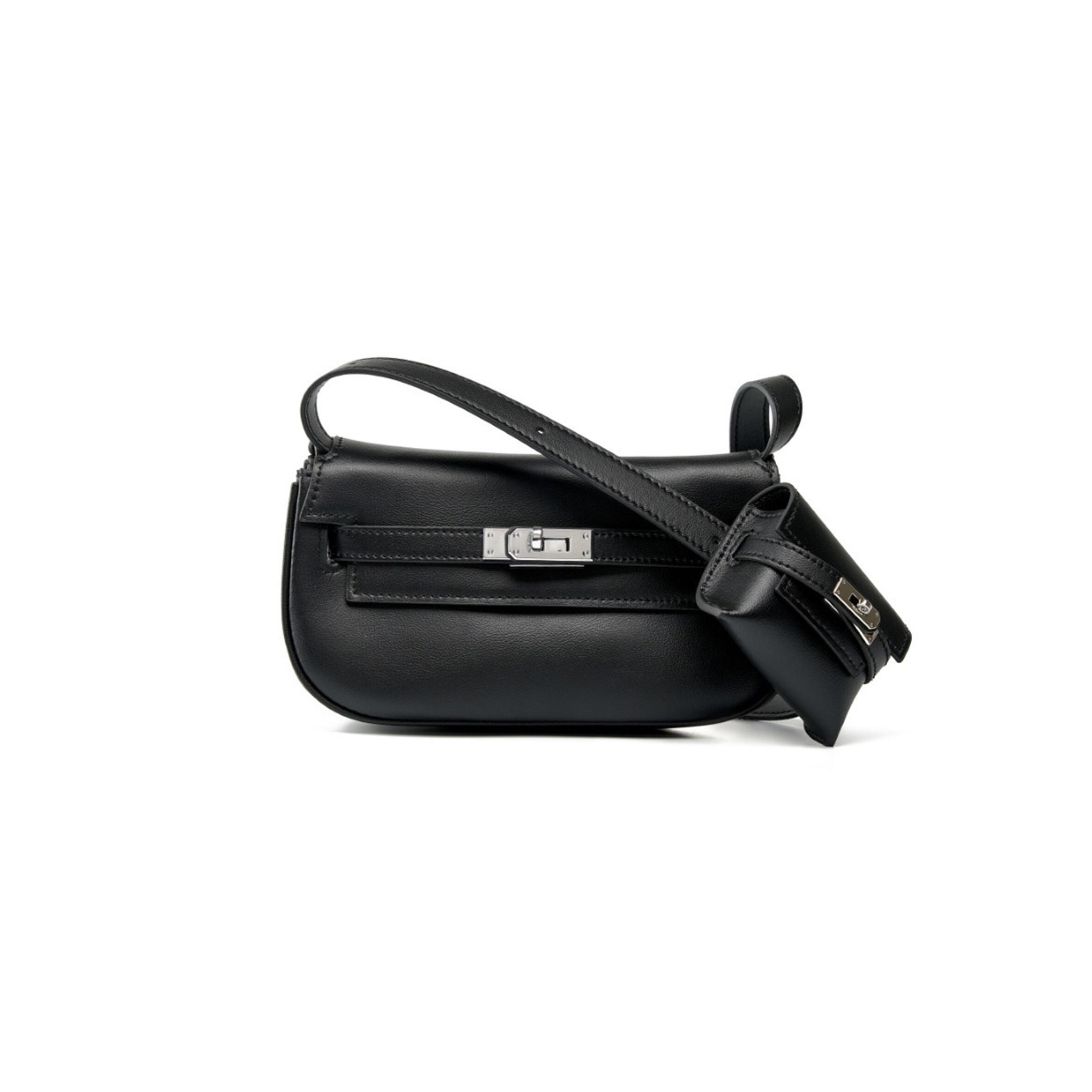H**mes KELLY MOOVE BLACK SWIFT PALLADIUM HARDWARE (20*11.5*6cm)